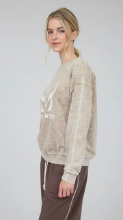 Wild West Cowl Skull Mineral Sweatshirt