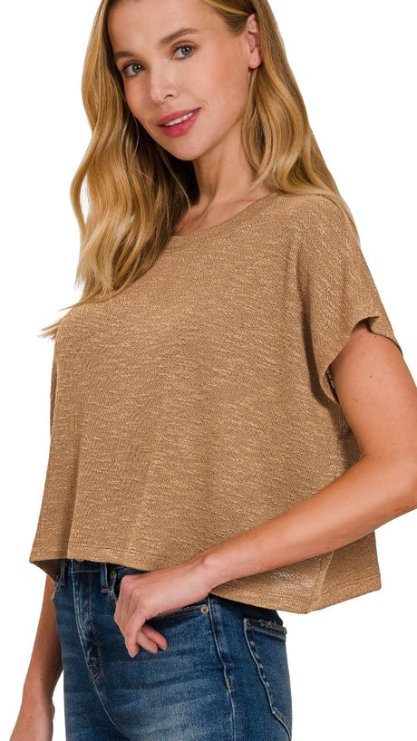 Round Neck Hacci Knit Top