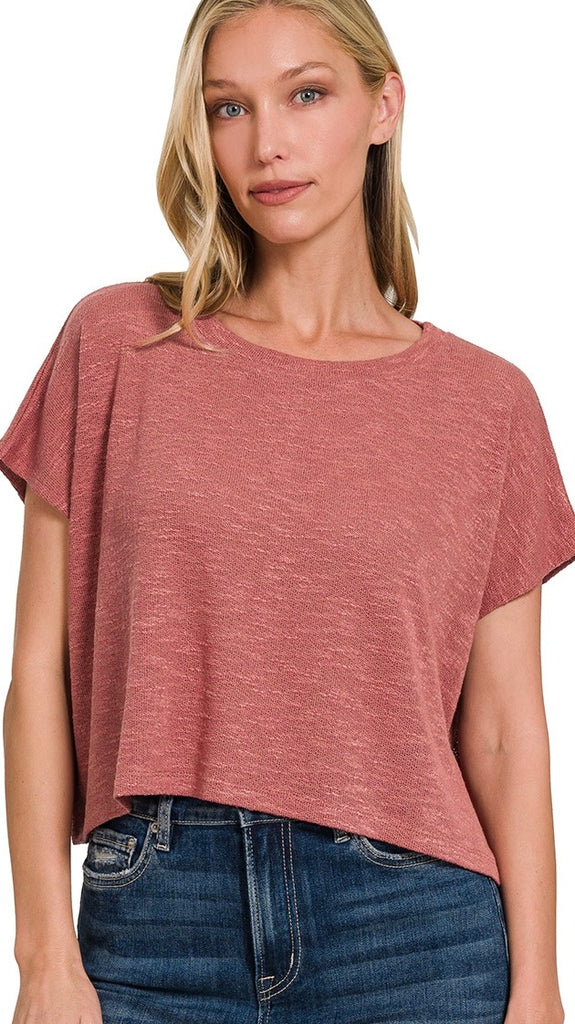 Round Neck Hacci Knit Top