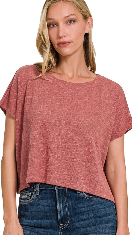 Round Neck Hacci Knit Top