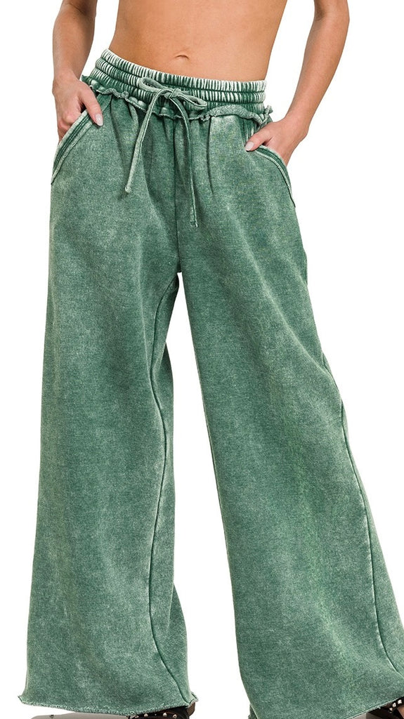 Mineral Wide Leg Fleece Knit Pants