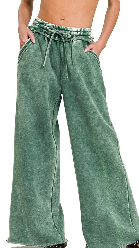 Mineral Wide Leg Fleece Knit Pants