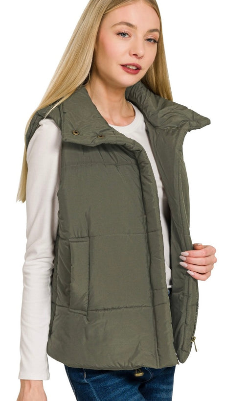 Zip Front Puffer Vest