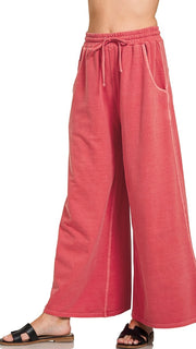 Washed French Terry Wide Leg Pants 5