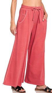 Washed French Terry Wide Leg Pants 3