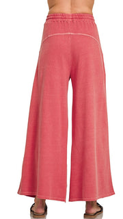 Washed French Terry Wide Leg Pants 3