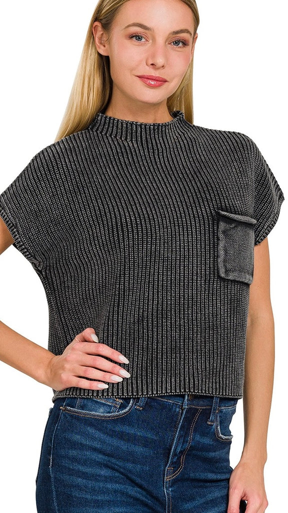 Mineral Patch Pocket Mock Neck Sweater