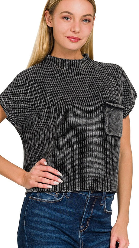 Mineral Patch Pocket Mock Neck Sweater