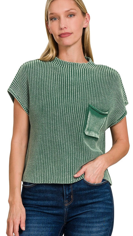 Mineral Patch Pocket Mock Neck Sweater