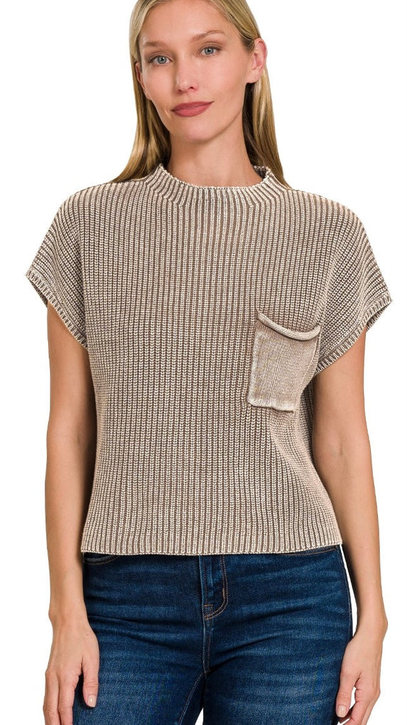 Mineral Patch Pocket Mock Neck Sweater