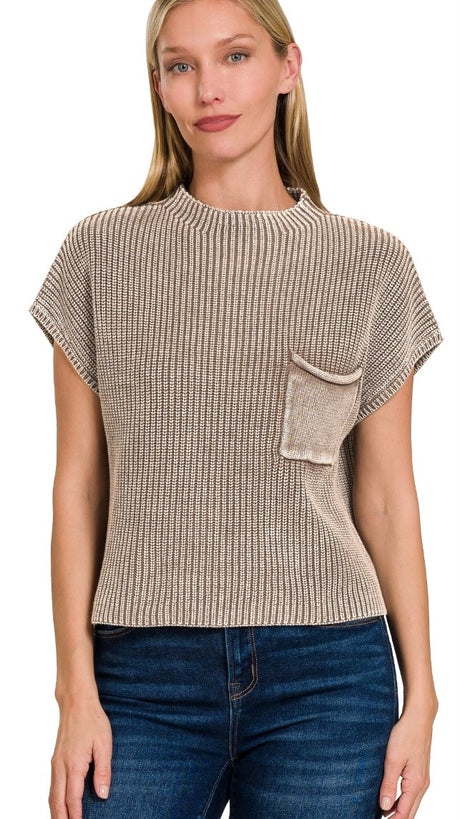 Mineral Patch Pocket Mock Neck Sweater