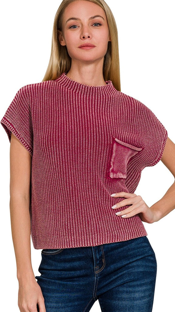 Mineral Patch Pocket Mock Neck Sweater