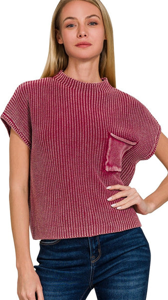 Mineral Patch Pocket Mock Neck Sweater