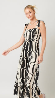 Geo Print Ruffle Hem Wide Leg Jumpsuit