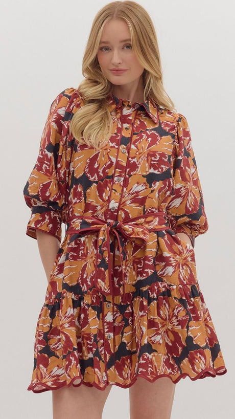 Jumbo Floral Puff Sleeve Dress
