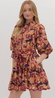 Jumbo Floral Puff Sleeve Dress