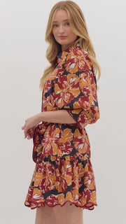 Jumbo Floral Puff Sleeve Dress