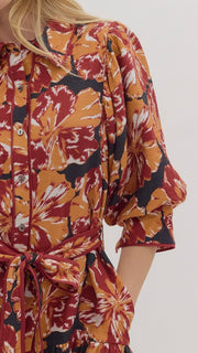 Jumbo Floral Puff Sleeve Dress