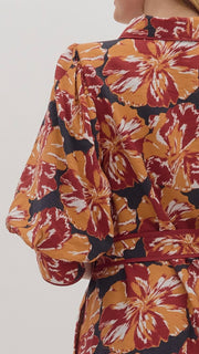 Jumbo Floral Puff Sleeve Dress