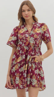 Ruffle Trim S/Slv Floral Dress