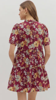 Ruffle Trim S/Slv Floral Dress