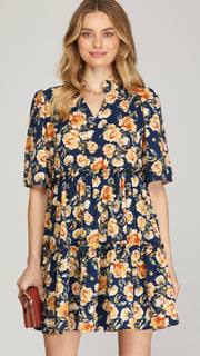 Floral Ruffle Tiered S/S Dress