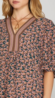 Puff Sleeve Drop Waist Floral Dress