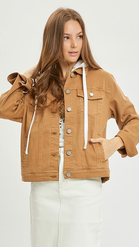 Stretch Denim Jacket w/Hood