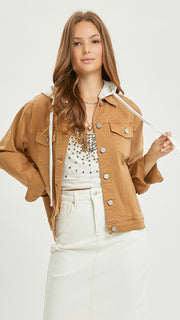 Stretch Denim Jacket w/Hood