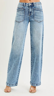 Washed Patch Pkt Baggy Jeans