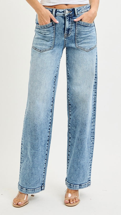Washed Patch Pkt Baggy Jeans