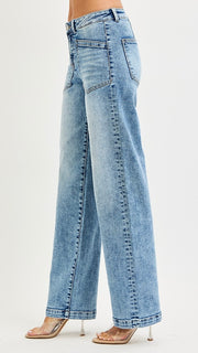 Washed Patch Pkt Baggy Jeans