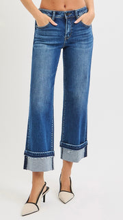 Mid Rise Cuffed Hem St Leg Jeans