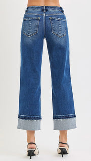 Mid Rise Cuffed Hem St Leg Jeans