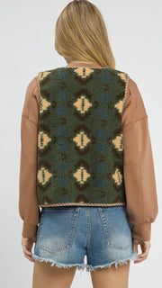 Aztec Sherpa Fleece Tie Vest