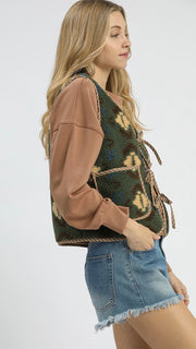 Aztec Sherpa Fleece Tie Vest
