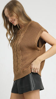 Cable Detail Slouch Sweater Vest