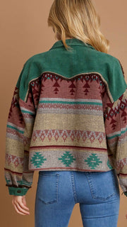 Aztec + Corduroy Trim Jacket