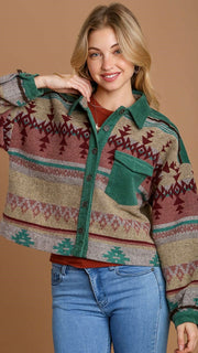 Aztec + Corduroy Trim Jacket
