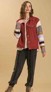 Corded Jacket w/Sweater Knit Sleeves