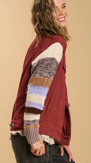 Corded Jacket w/Sweater Knit Sleeves