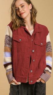 Corded Jacket w/Sweater Knit Sleeves