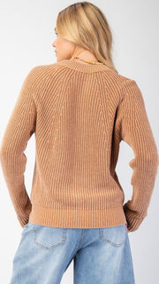 Washed Cotton Button Front Cardigan