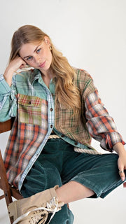 Mixed Plaid Flannel Top