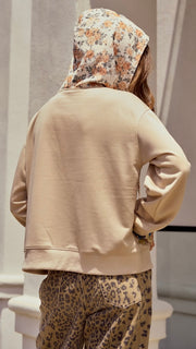 Floral Tie Hood Sweatshirt