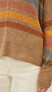 Stripe Lt Wt V-Neck Sweater