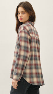 Cotton Plaid Flannel Top