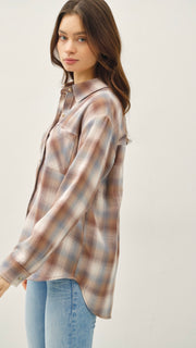 Cotton Plaid Flannel Top