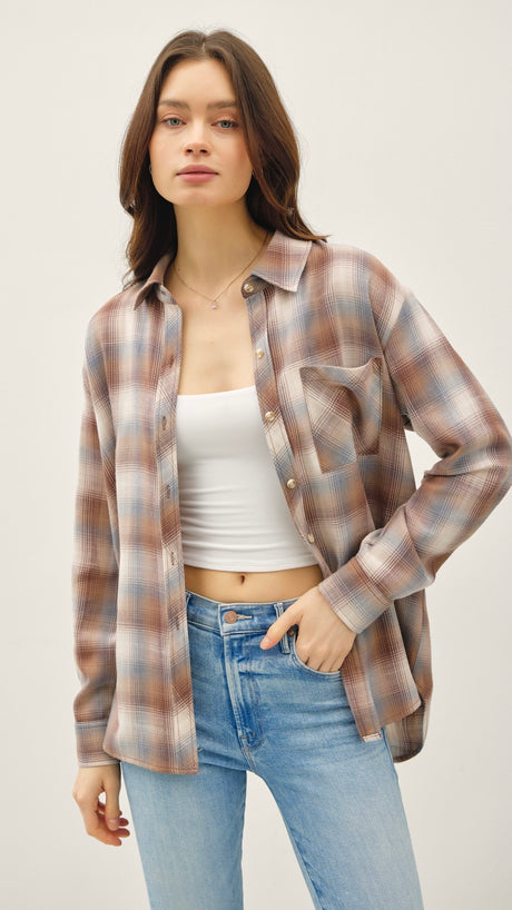 Cotton Plaid Flannel Top