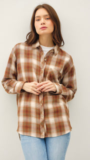 Cotton Plaid Flannel Top